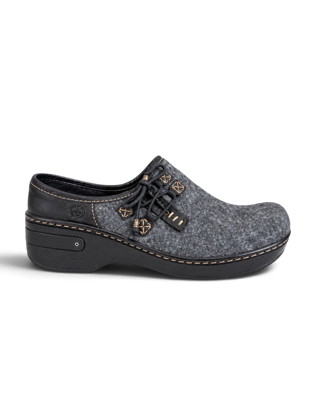 Born Gray Clogs Wool Felt Leather Comfort Shoes Size 9
